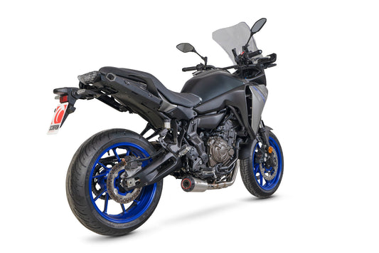 Yamaha Tracer 7 Red Power Full System - Brushed Stainless Steel Sleeve - Scorpion Exhaust
