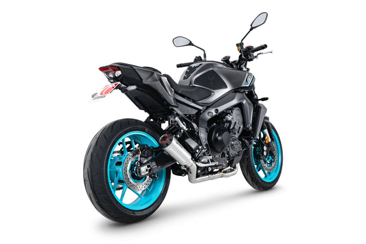 Yamaha MT-09 (INC SP)Red Power Full System - Brushed Stainless Steel Sleeve - Scorpion Exhaust