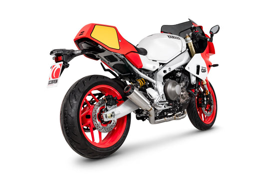 Yamaha XSR 900 GP Red Power Full System - Brushed Stainless Steel Sleeve - Scorpion Exhaust