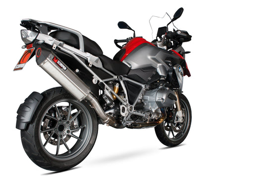 BMWR1200 GS Serket Parallel Slip-on - Brushed Stainless Steel Sleeve (Does NOT fit with Panniers.) - Scorpion Exhaust