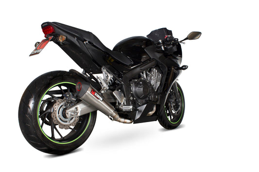 Honda CBR650 F/ CB650 F Serket Taper Full System - Brushed Stainless Steel Sleeve - Scorpion Exhaust