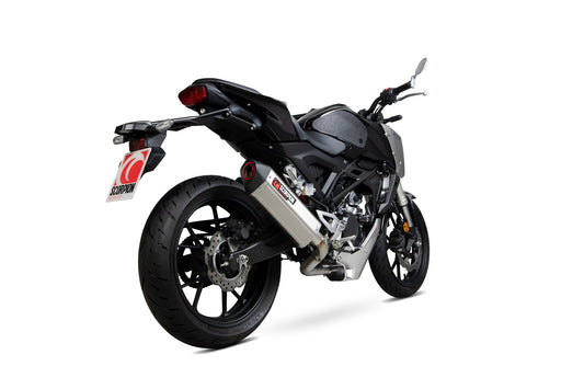 Honda CB125 R Serket Parallel Full System - Brushed Stainless Steel Sleeve - Scorpion Exhaust
