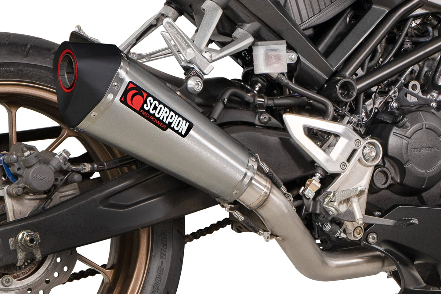 Honda CB 125 R - Single lambda sensor models only Serket Taper Full System - Brushed Stainless Steel Sleeve - Scorpion Exhaust