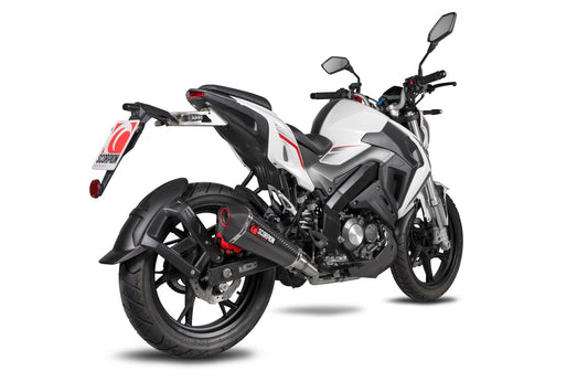 Keeway RKF 125 Euro 4 model Serket Taper Full System - Carbon Fibre Sleeve - Scorpion Exhaust