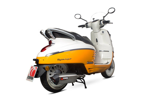 Peugeot Django 125 / Django 150 Serket Parallel Full System - Brushed Stainless Steel Sleeve - Scorpion Exhaust