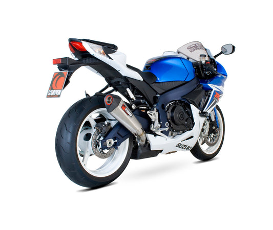 Suzuki GSX-R600 / GSX-R750 Serket Taper Slip-on - Brushed Stainless Steel Sleeve - Scorpion Exhaust