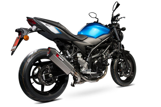 Suzuki SV650 (2016-2021) / SV650 X, (2018-2021)Serket Parallel Slip-on - Brushed Stainless Steel Sleeve - Scorpion Exhaust