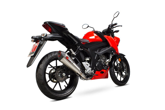 Suzuki GSX-S 125 / GSX-S 150 Serket Taper Full System - Brushed Stainless Steel Sleeve - Scorpion Exhaust