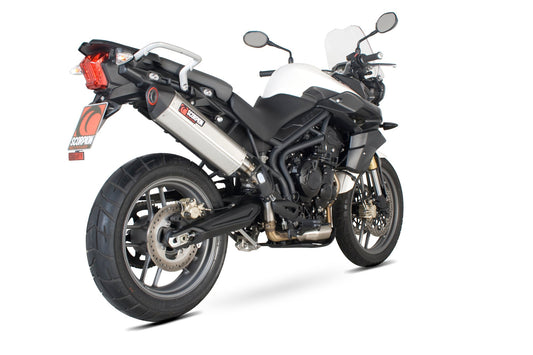 Triumph Tiger 800 Serket Parallel Slip-on - Brushed Stainless Steel Sleeve - Scorpion Exhaust