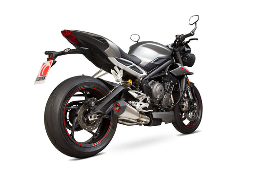 Triumph Street Triple 765 R / Street Triple 765 S / Street Triple 765 RS Serket Taper Slip-on - Brushed Stainless Steel Sleeve - Scorpion Exhaust