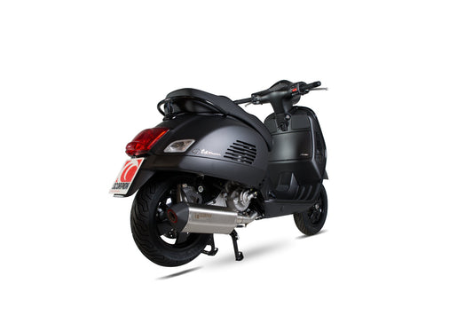 Vespa GTS 125, 2009-17 / GTS250, 2005-13 / GTS300, 2008-18 / GTV250, 2006-13 / GTV300, 2010-18 Serket Parallel Full System - Brushed Stainless Steel Sleeve - Scorpion Exhaust