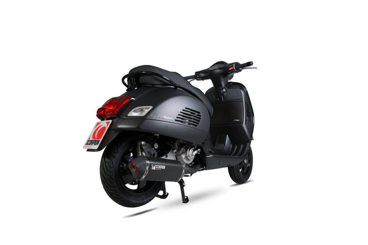 Vespa GTS 125, 2009-17 / GTS250, 2005-13 / GTS300, 2008-18 / GTV250, 2006-13 / GTV300, 2010-18 Serket Parallel Full System - Black Ceramic Coated Sleeve And Link Pipe - Scorpion Exhaust
