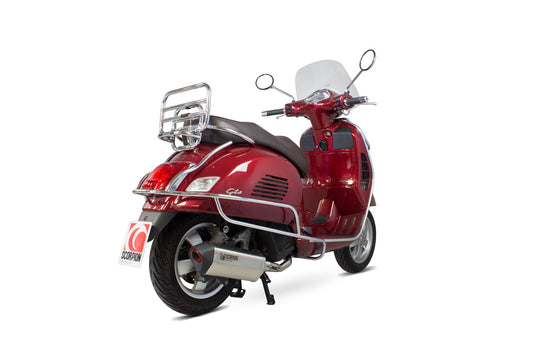 Vespa GTS125 (Euro 4)Serket Parallel Full System - Brushed Stainless Steel Sleeve - Scorpion Exhaust