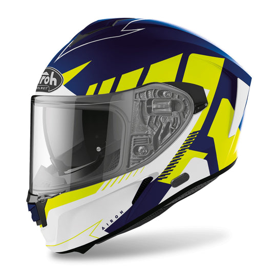 Airoh Spark Rise Motorcycle Helmet Road Yellow Blue Matt