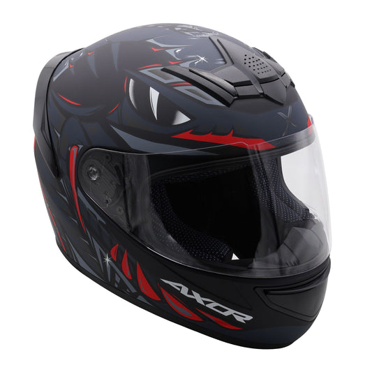 Axor Helmet Rage Full Face Motorcycle Helmet Python Black Grey Red Matt