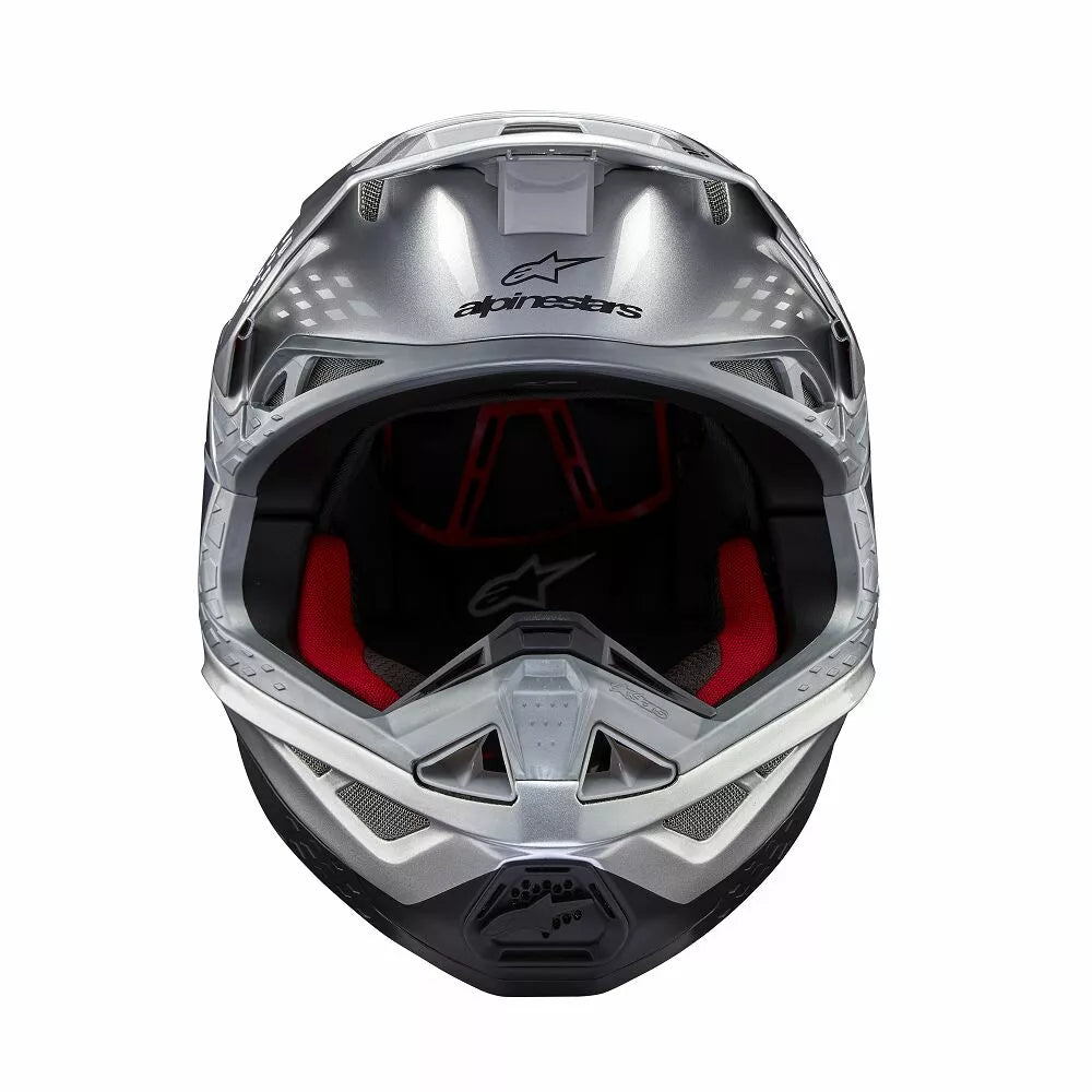 Alpinestars Supertech M10 Flood Helmet Gloss Silver Black Red Adult