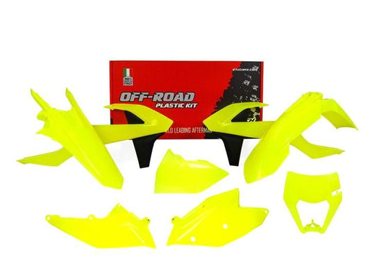 PLASTIC KIT RTECH KTM EXC 250/300 EXC-F 250/350/450/500 XCW 125/150 2017-2019 NEON YELLOW