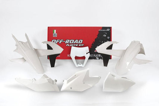 PLASTIC KIT RTECH KTM EXC 250/300 EXC-F 250/350/450/500 XCW 125/150 2017-2019 WHITE BLACK