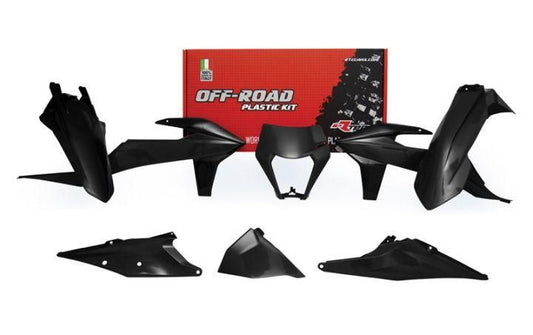 RTECH Plastic Kit KTM EXC EXC-F XC-W 125 - 500 2017 - 2023 BLACK